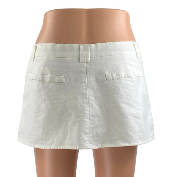 Peppermayo Women's White Y2K Mid Waist Linen A Line Micro Mini Skirt Size S - Picture 3 of 5